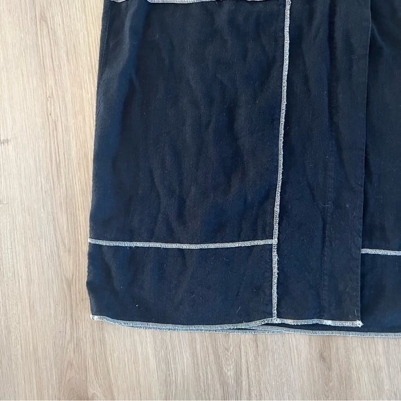 J Jill Linen Maxi Skirt Overlay Embroidered Front Slit Black Lagenlook 6P - Picture 4 of 10